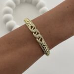 Özel Seri Zİrkon Taşlı Kalın Zincir Tasarım Gold Kelepçe Bileklik