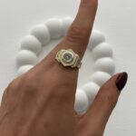 Özel Seri Altıgen Model Baget Taşlı Ayarlanabilir Gold Yüzük