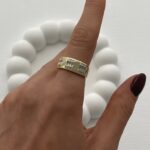 Özel Seri Alyans Tasarım Zirkon&Baget Taşlı Ayarlanabilir Gold Yüzük
