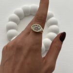 Özel Seri Göz Tasarım Baget Taşlı Ayarlanabilir Gold Yüzük