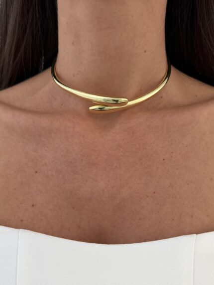 Özel Seri İnce Damla Tasarım Gold Choker Kolye