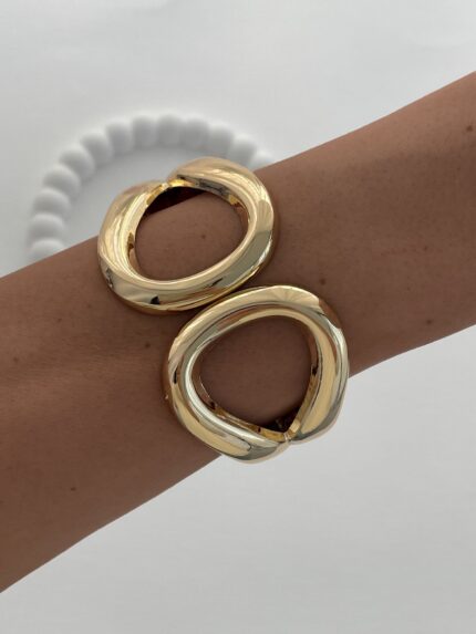 Özel Seri İçi Boş Damla Tasarım Gold Kelepçe Bileklik