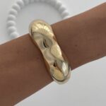 Özel Seri Çift Bombeli Kare Gold Kelepçe Bileklik