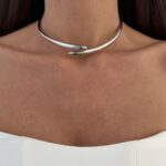 Özel Seri İnce Damla Tasarım Gümüş Choker Kolye