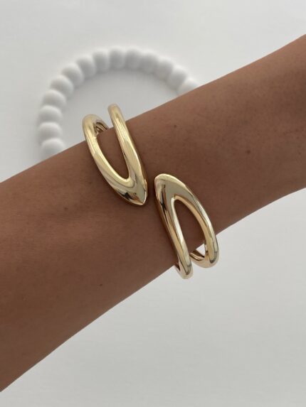 Özel Seri İçi Boş Sarmal İnce Tasarım Gold Kelepçe Bileklik