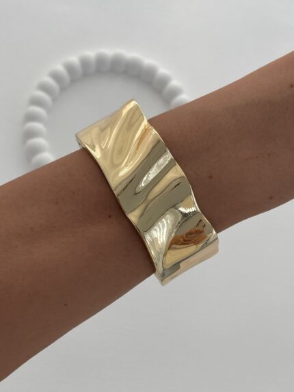 Özel Seri Su Dalgası Model Gold Kelepçe Bileklik