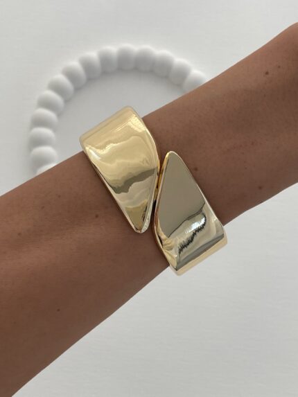 Özel Seri Geometrik Tasarım Gold Kelepçe Bileklik