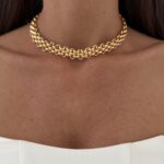 Özel Seri Gold Hasır Zincir Choker Kolye