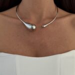 Özel Seri Damla Tasarım Gümüş Choker Kolye