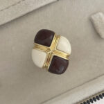 Özel Seri Kahverengi & Krem Taşlı Gold Yüzük 18mm