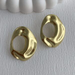 Çelik Soyut Tasarım Ortası Boş Gold Küpe