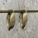 Çelik Çapraz Tasarım Gold Oval Halka Küpe