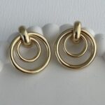 Özel Seri İkili İç İçe Gold Halka Küpe