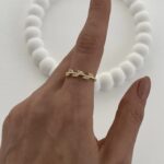 Özel Seri Zirkon Taşlı Yaprak Tasarım Ayarlanabilir Gold Yüzük