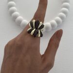 Özel Seri Çiçek Tasarım Kahverengi & Gold Yüzük 17mm