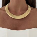 Özel Seri Kalın Tırtık Model Gold Choker Kolye
