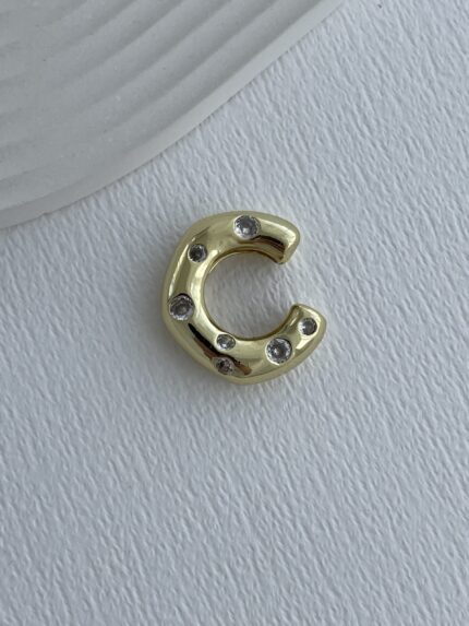 Özel Seri Zirkon Taşlı Kalın Gold Earcuff Küpe