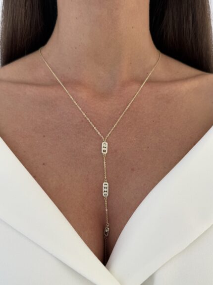 Özel Seri Zirkon Taşlı Oval Tasarım Marka Gold Y Kolye