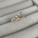 Özel Seri Ayarlanabilir Zirkon Taşlı Gold İnci Yüzük