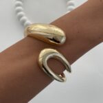 Özel Seri Damla Tasarım Gold Kelepçe Bileklik