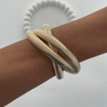 Özel Seri Tırtık Desen Üçlü Birleşik Gold Bileklik