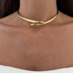 Özel Seri İnce Damla Tasarım Gold Choker Kolye