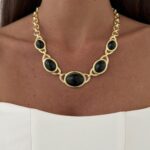 Özel Seri Siyah Mineli MNG Model Gold Kolye