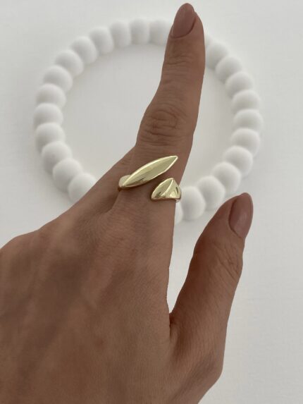 Özel Seri İkili Yaprak Tasarım Ayarlanabilir Gold Yüzük