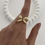 Özel Seri Çiçek Model Ayarlanabilir Gold Yüzük