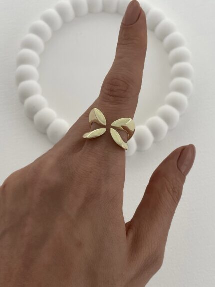 Özel Seri Çiçek Model Ayarlanabilir Gold Yüzük