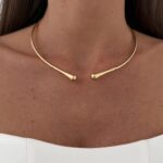 Özel Seri Damla Tasarım Gold Choker Kolye