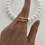 Özel Seri Çizgi Tasarım Ayarlanabilir Gold Yüzük