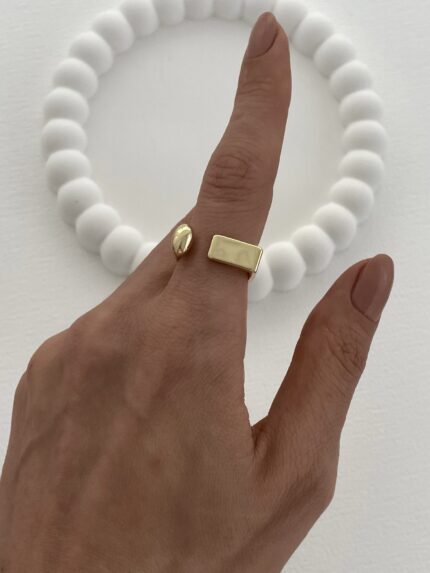 Özel Seri Geometrik Tasarım Ayarlanabilir Gold Yüzük