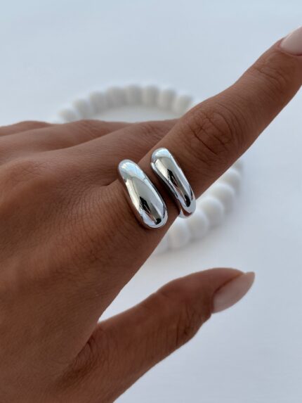 Özel Seri Kalın Damla Tasarım Ayarlanabilir Gümüş Yüzük