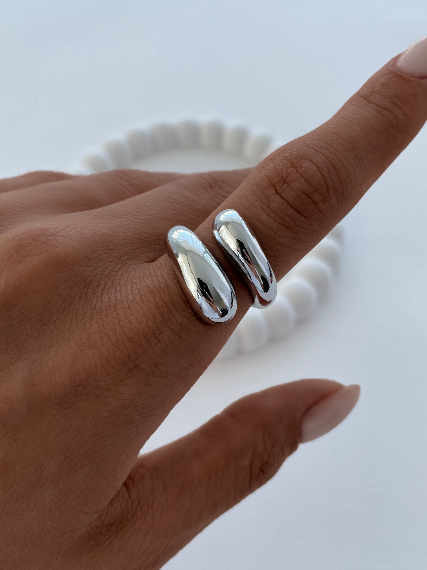 img_9397.jpeg Özel Seri Kalın Damla Tasarım Ayarlanabilir Gümüş Yüzük