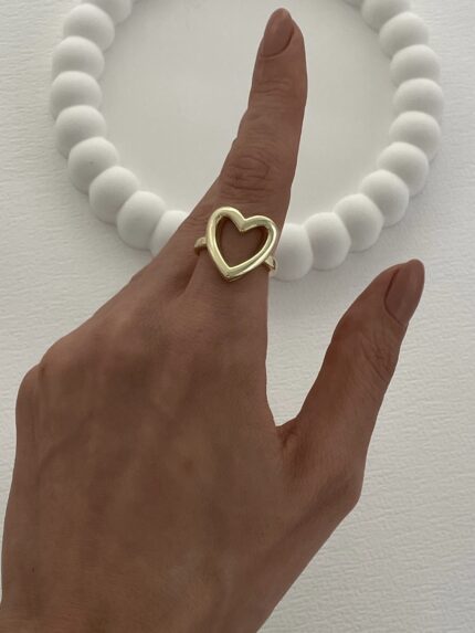 Özel Seri Kalp Tasarım Ayarlanabilir Gold Yüzük