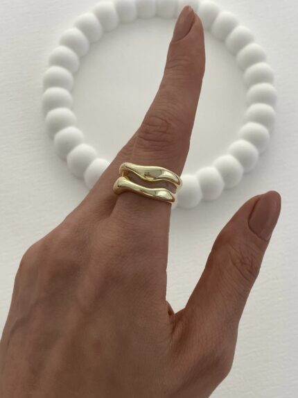 Özel Seri İkili Kıvrım Tasarım Ayarlanabilir Gold Yüzük