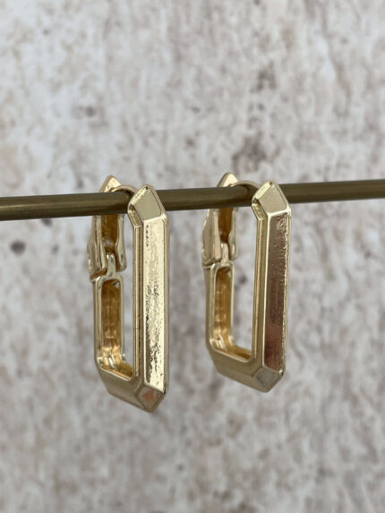 Özel Seri Dikdörtgen Tasarım Gold Halka Küpe