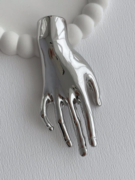 Özel Seri Büyük Boy El Tasarım Gümüş Broş