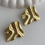Çelik Soyut Tasarım Gold Küpe