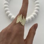 Özel Seri Kalın Zikzak Tasarım Ayarlanabilir Gold Yüzük