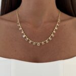 Özel Seri Kare Zirkon Taşlı Arpa Zincir Gold Kolye