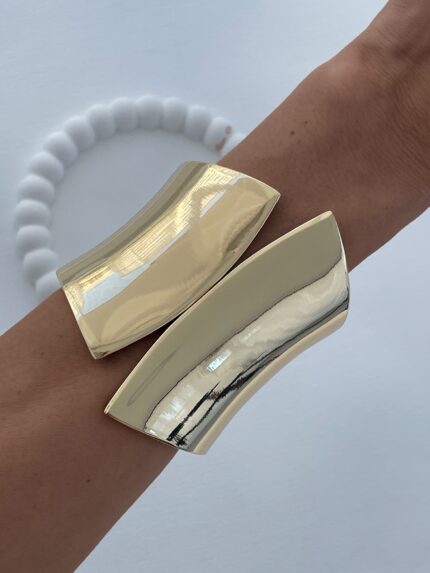 Özel Seri Geometrik Tasarım Gold Kelepçe Bileklik