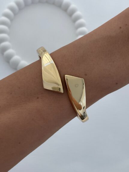 Özel Seri Çapraz Tasarım Gold Kelepçe Bileklik