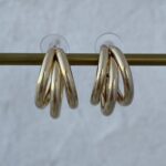Özel Seri Küçük Boy Üçlü Halka Gold Küpe