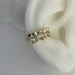 Özel Seri Asimetrik Kıvrım Tasarım Zirkon Taşlı Gold Earcuff