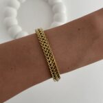 Çelik Örgü Tasarım Gold Bileklik 8mm