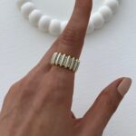 Özel Seri Zirkon Taşlı Çubuk Tasarım Ayarlanabilir Gold Yüzük