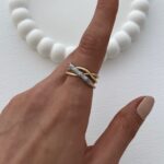 Özel Seri Zirkon Taşlı Çapraz Tasarım Ayarlanabilir Gold Yüzük