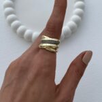 Özel Seri Zirkon Taşlı X Tasarım Ayarlanabilir Gold Yüzük